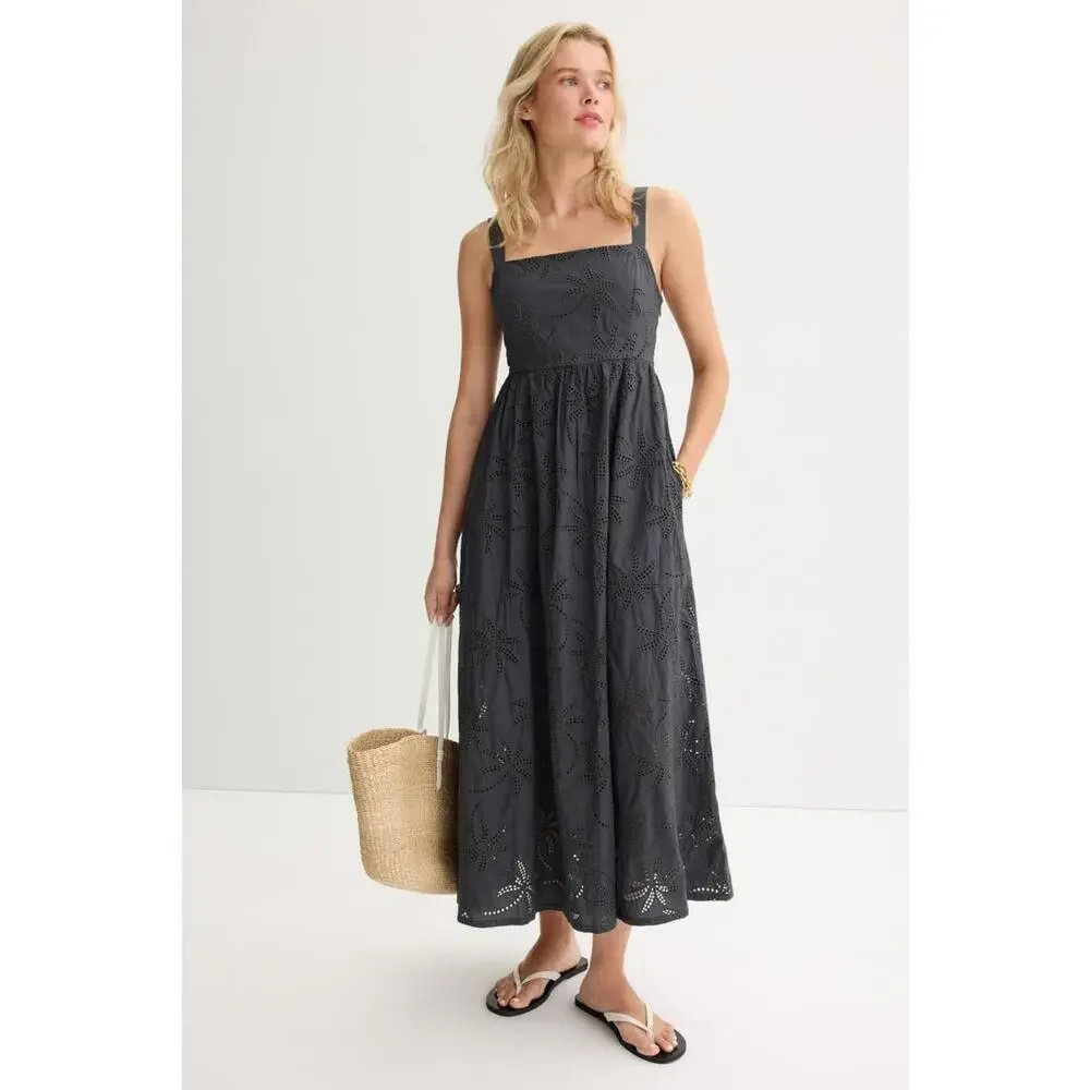 Marine Layer Blue All Over Eyelet Maxi Dress Size L